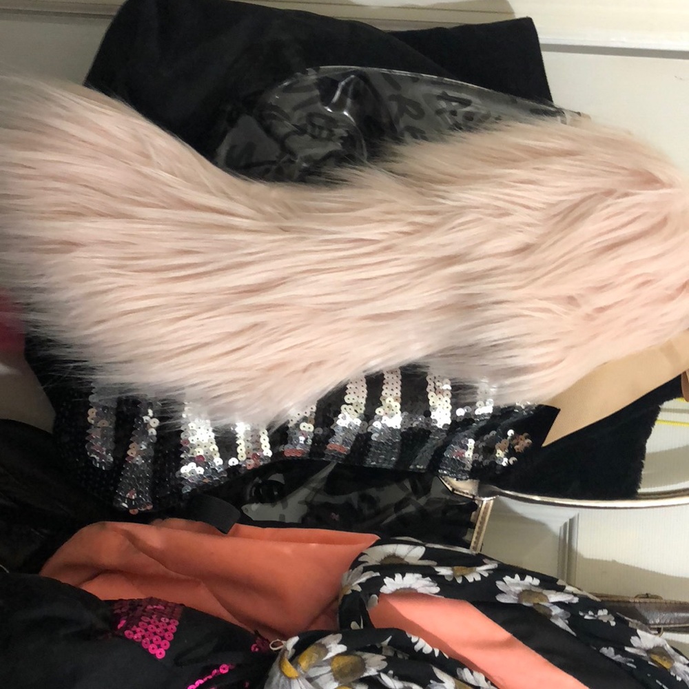 Pink fuzzy stocking with bow
